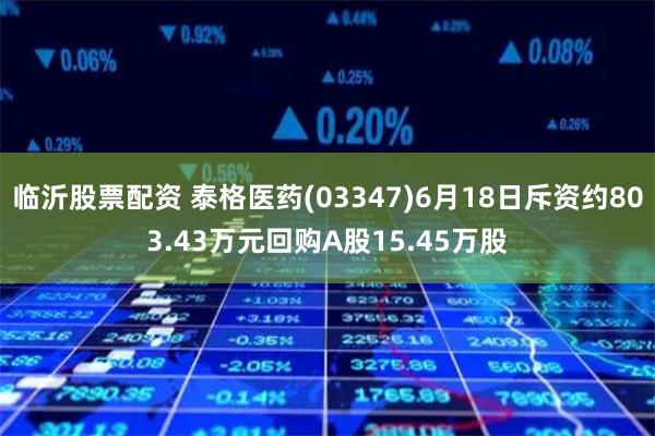 临沂股票配资 泰格医药(03347)6月18日斥资约803.43万元回购A股15.45万股